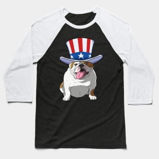 English Bulldog 4th of July Uncle Sam Baseball T-Shirt